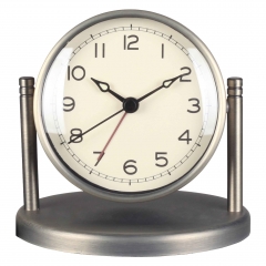 Metal pedestal table alarm clock with bronze plating case